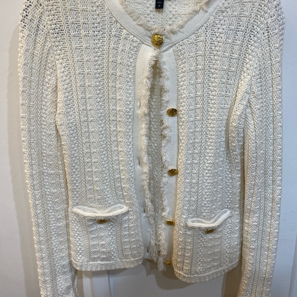 Express White Cable Knit Cardigan Sweater
